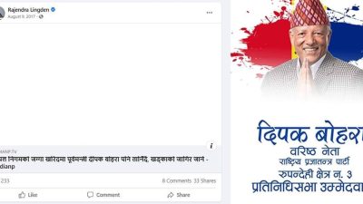  लिङ्देनले सेयर गरेको पूर्व स्वास्थ्यमन्त्री दिपक बोहराविरुद्धको समाचारको स्क्रिनसट भाइरल